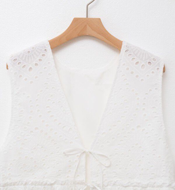 MAQWEL「【MAQWEL/マクウェル】《セットアップ対応》ウォッシャブルエンブロイダリーレースベスト」|ベスト・ジレ|