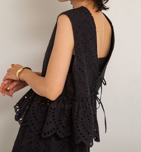 MAQWEL「【MAQWEL/マクウェル】《セットアップ対応》ウォッシャブルエンブロイダリーレースベスト」|ベスト・ジレ|