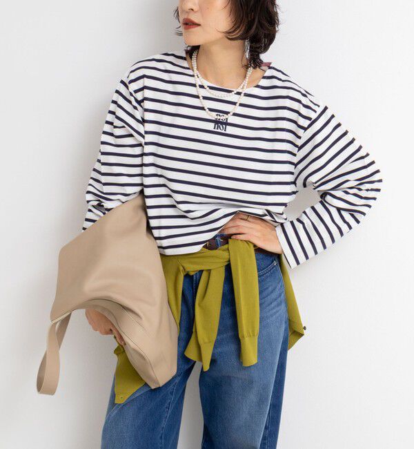 NOLLEY'S「nolnol ウォッシャブルMVSシルケットボーダーショートT」|Tシャツ・カットソー|ホワイト系その他2