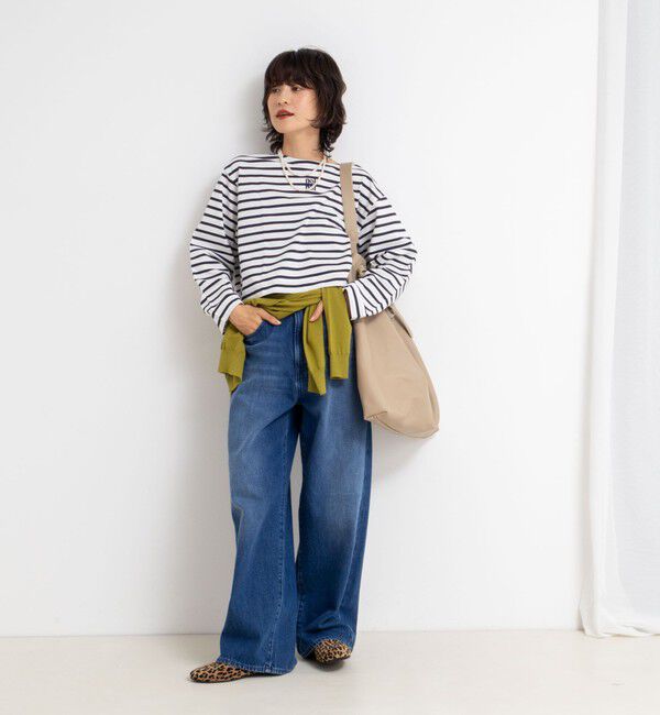 NOLLEY'S「nolnol ウォッシャブルMVSシルケットボーダーショートT」|Tシャツ・カットソー|