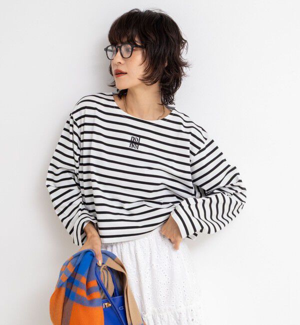 NOLLEY'S「nolnol ウォッシャブルMVSシルケットボーダーショートT」|Tシャツ・カットソー|
