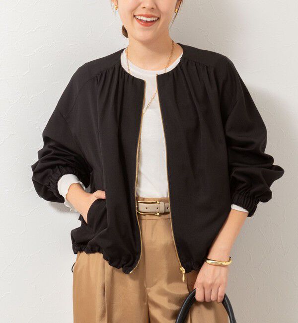 NOLLEY'S「ウォッシャブルジップアップブルゾン」|ブルゾン・スタジャン|ブラック