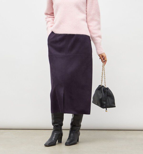 NOLLEY'S「ウォッシャブルストレッチスエード切替タイトスカート」|タイト|