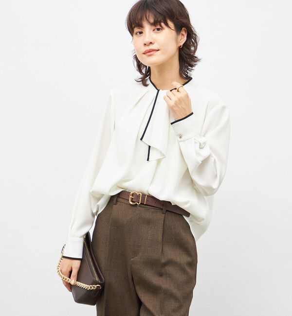 NOLLEY'S「ウォッシャブルストレッチジョーゼットボウタイ風ブラウス」|シャツ・ブラウス|