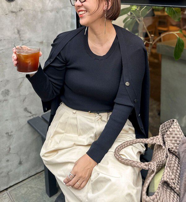 NOLLEY'S sophi「《アンサンブル対応》《手洗い可能》カシミヤ混リブVネックカーディガン」|カーディガン|