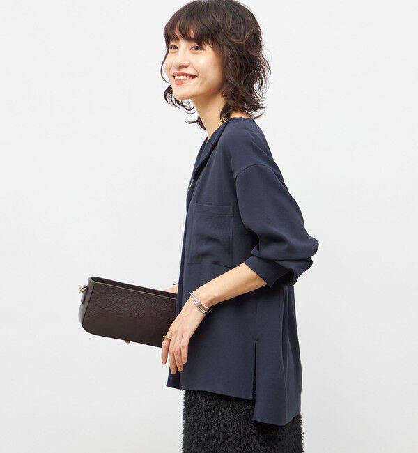 NOLLEY'S sophi「ウォッシャブルバックサテンジョーゼットオープンカラーブラウス」|シャツ・ブラウス|