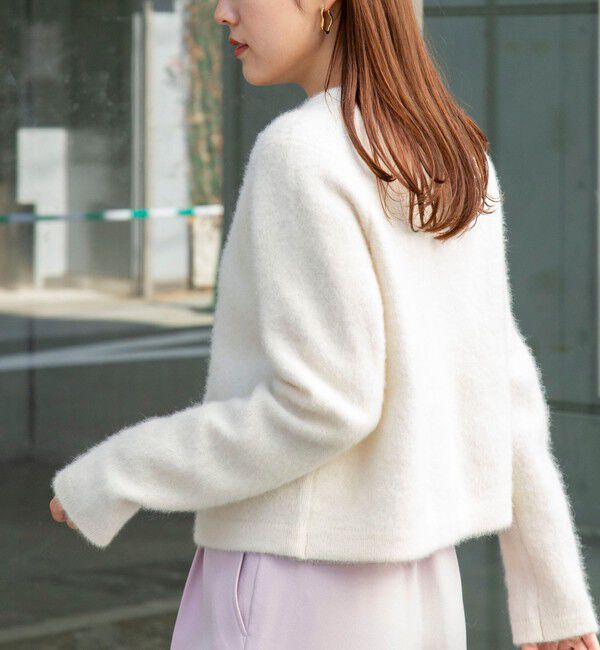 NOLLEY'S「ヘアリークルーネックニットジャケット」|カーディガン|