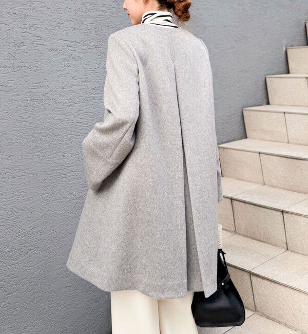 NOLLEY'S「ブローチ付きAラインノーカラーコート」|ノーカラーコート|