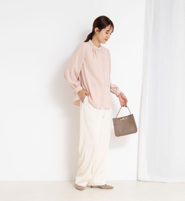 NOLLEY'S sophi「ウォッシャブルバックサテンパール釦タックブラウス」|シャツ・ブラウス|