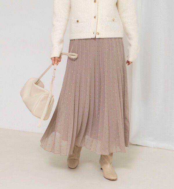 NOLLEY'S「ウォッシャブルラメカットドビープリーツスカート」|スカート|ブラウン