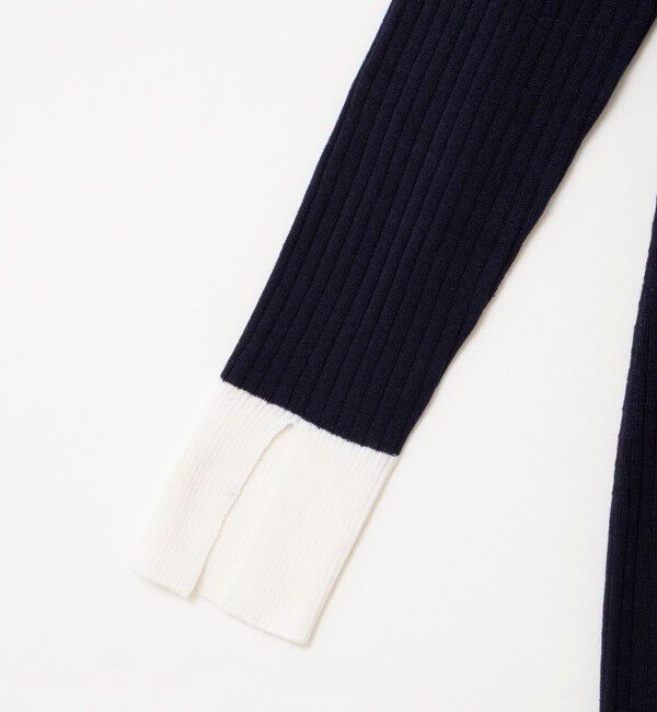 NOLLEY'S sophi「《手洗い可能》ウール混ワイドリブ袖口配色ロングワンピース」|ワンピース|