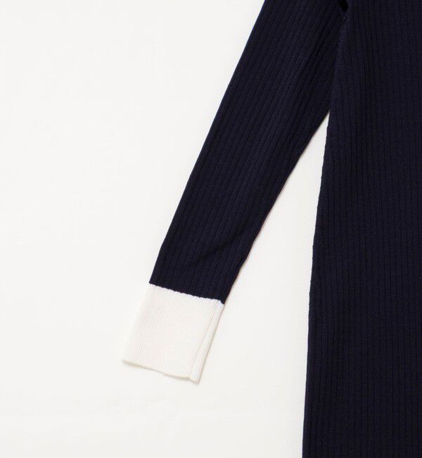 NOLLEY'S sophi「《手洗い可能》ウール混ワイドリブ袖口配色ロングワンピース」|ワンピース|