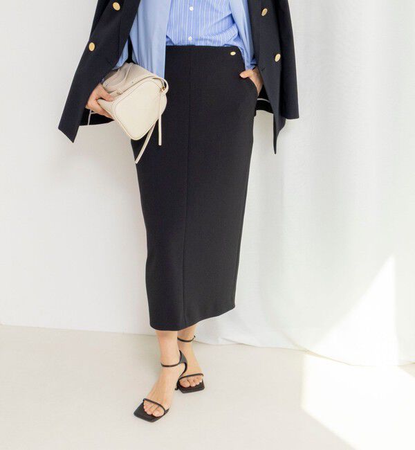 NOLLEY'S「ウォッシャブルニットジョーゼットタイトスカート」|タイト|ブラック