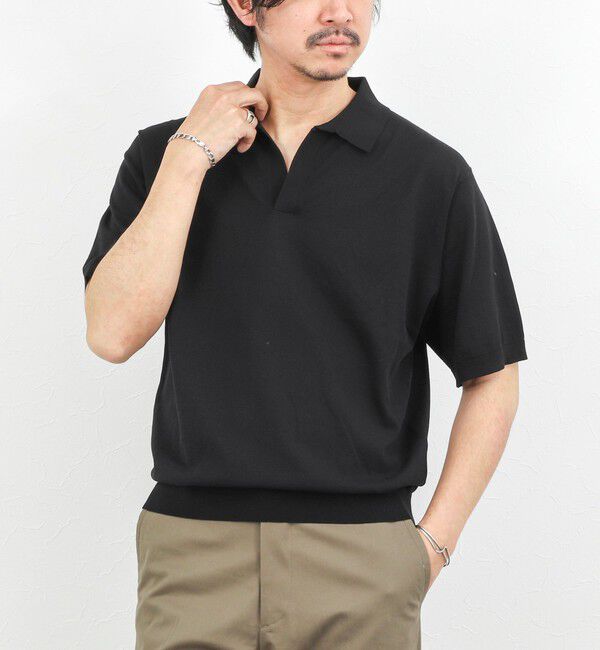NOLLEY'S goodman「強撚シルクコットン 成型スキッパーニットポロ 26SS / ウォッシャブル」|ポロシャツ|
