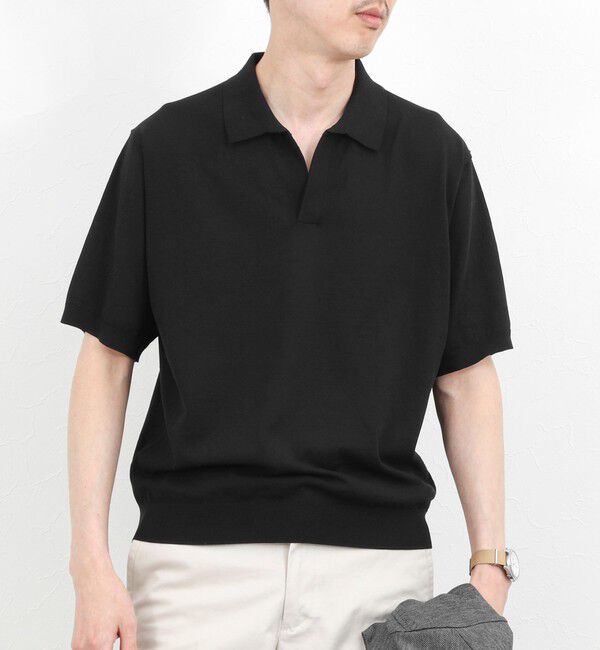 NOLLEY'S goodman「強撚シルクコットン 成型スキッパーニットポロ 26SS / ウォッシャブル」|ポロシャツ|