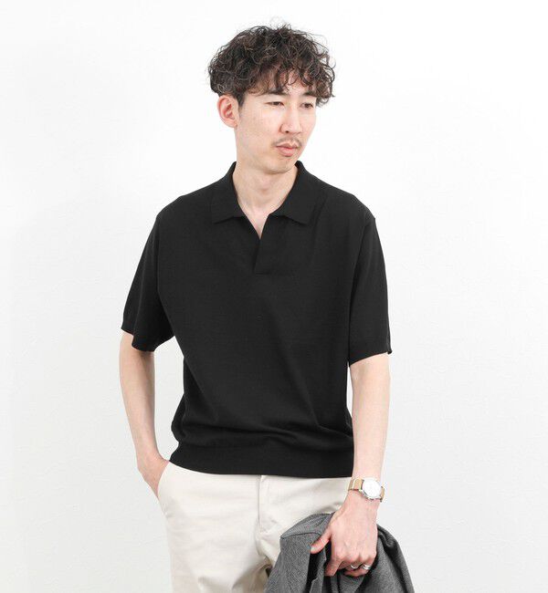 NOLLEY'S goodman「強撚シルクコットン 成型スキッパーニットポロ 26SS / ウォッシャブル」|ポロシャツ|