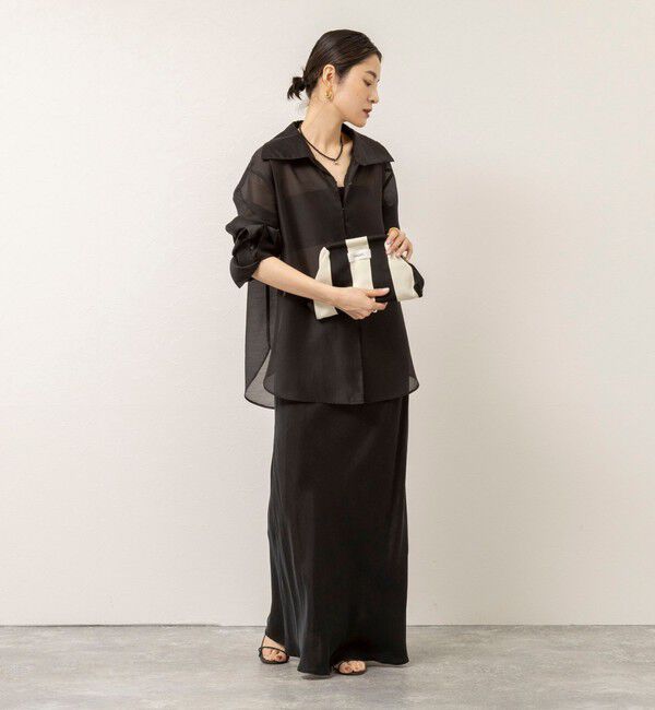 MAQWEL「【MAQWEL/マクウェル】ウォッシャブルオープンカラーシアーブラウス」|シャツ・ブラウス|