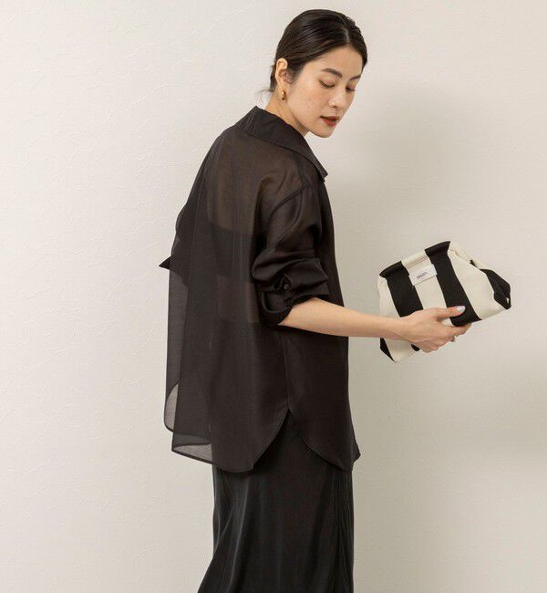 MAQWEL「【MAQWEL/マクウェル】ウォッシャブルオープンカラーシアーブラウス」|シャツ・ブラウス|