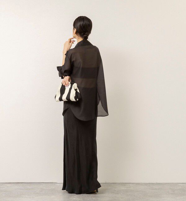 MAQWEL「【MAQWEL/マクウェル】ウォッシャブルオープンカラーシアーブラウス」|シャツ・ブラウス|