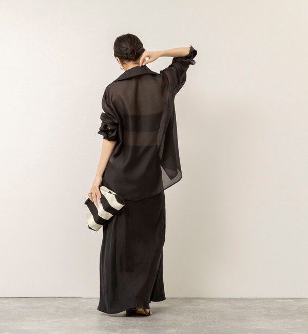 MAQWEL「【MAQWEL/マクウェル】ウォッシャブルオープンカラーシアーブラウス」|シャツ・ブラウス|