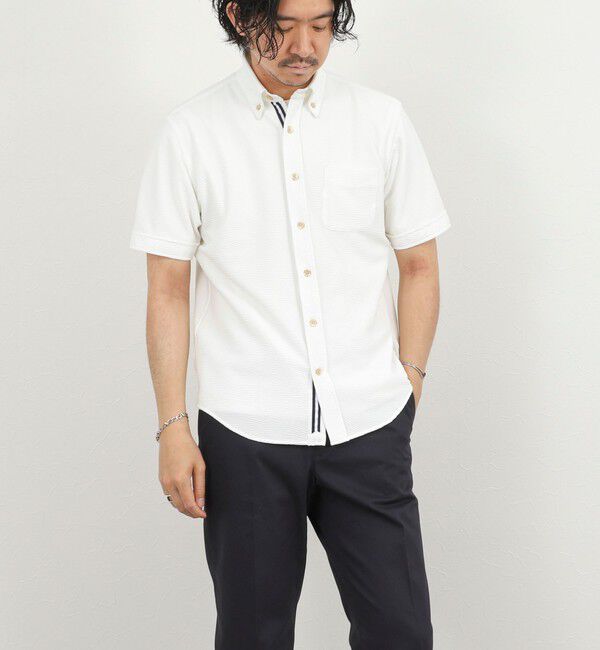 NOLLEY'S goodman「《ビジカジ対応》トリコットサッカーテープBD SS 半袖ボタンダウンシャツ 26SS」|シャツ・ブラウス|