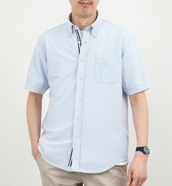 NOLLEY'S goodman「《ビジカジ対応》トリコットサッカーテープBD SS 半袖ボタンダウンシャツ 26SS」|シャツ・ブラウス|