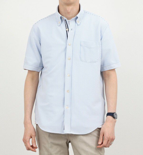 NOLLEY'S goodman「《ビジカジ対応》トリコットサッカーテープBD SS 半袖ボタンダウンシャツ 26SS」|シャツ・ブラウス|