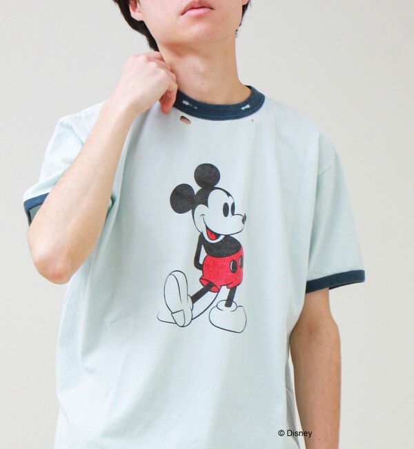 GLOSTER「【GOOD ROCK SPEED】MICKEY / ミッキーマウス リンガーダメージT」|Tシャツ・カットソー|サックス