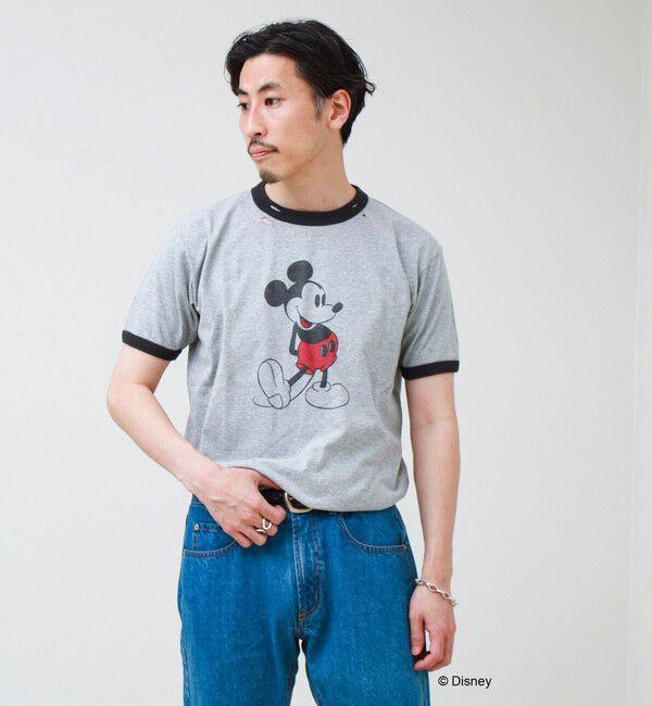 GLOSTER「【GOOD ROCK SPEED】MICKEY / ミッキーマウス リンガーダメージT」|Tシャツ・カットソー|