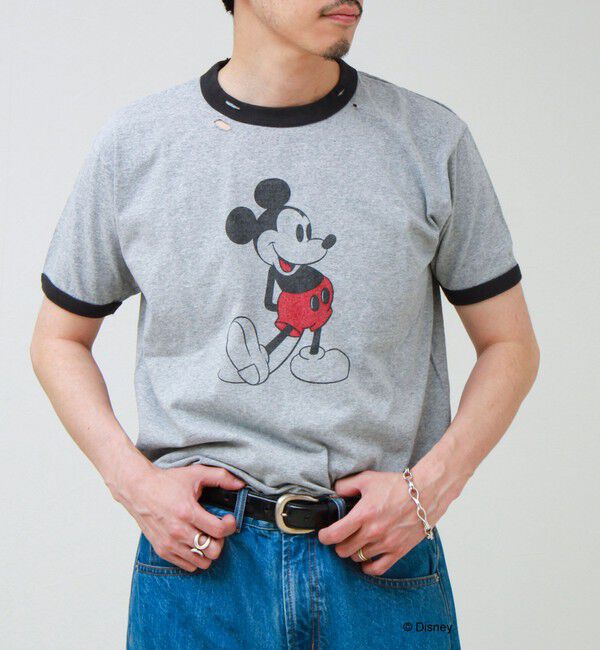 GLOSTER「【GOOD ROCK SPEED】MICKEY / ミッキーマウス リンガーダメージT」|Tシャツ・カットソー|