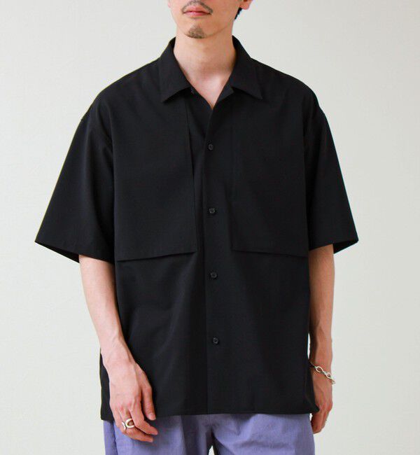 GLOSTER「【COOLMAX/セットアップ着用可能】ポリトロS/Sシャツ」|シャツ・ブラウス|ブラック