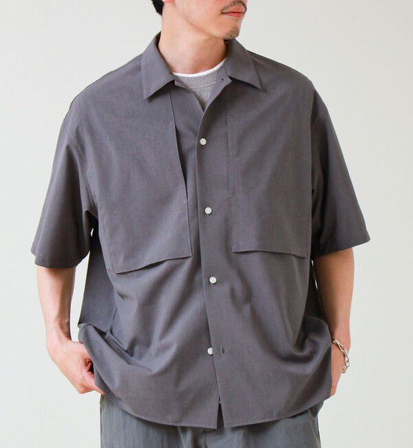 GLOSTER「【COOLMAX/セットアップ着用可能】ポリトロS/Sシャツ」|シャツ・ブラウス|ミディアムグレー