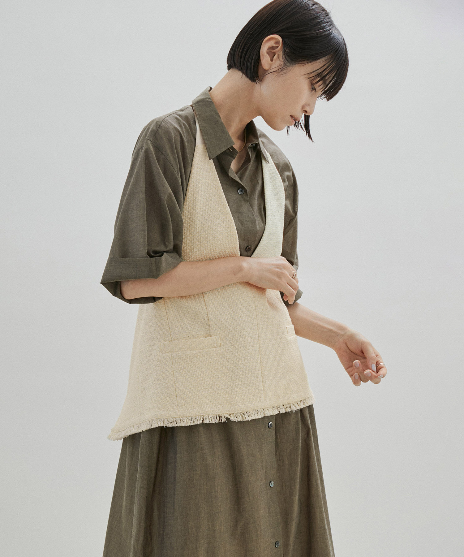 SALON adam et rope'「【サステナブル】ツイードジレ/ベスト」|ベスト・ジレ|オフホワイト(15)