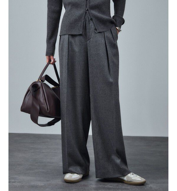 SALON adam et rope'「ウールタックワイドパンツ / セットアップ対応」|スラックス|チャコール(06)