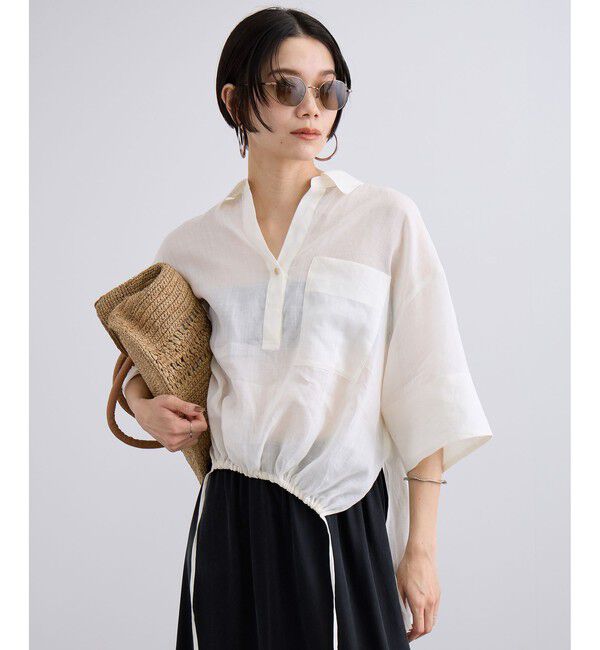 SALON adam et rope'「ペーパーリネンハーフスリーブニュアンスシャツ」|シャツ・ブラウス|オフホワイト(15)