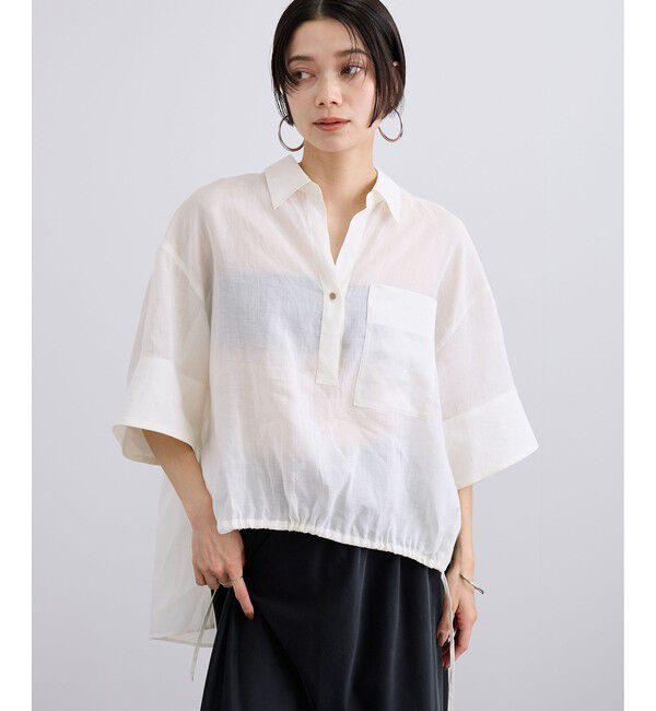 SALON adam et rope'「ペーパーリネンハーフスリーブニュアンスシャツ」|シャツ・ブラウス|