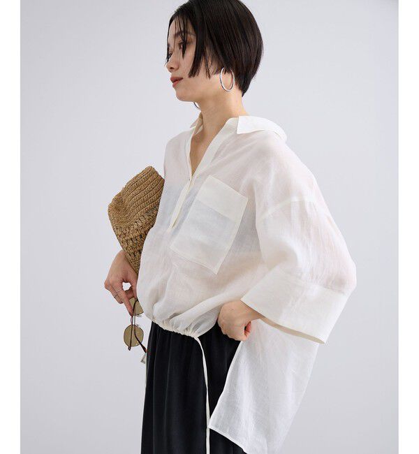 SALON adam et rope'「ペーパーリネンハーフスリーブニュアンスシャツ」|シャツ・ブラウス|