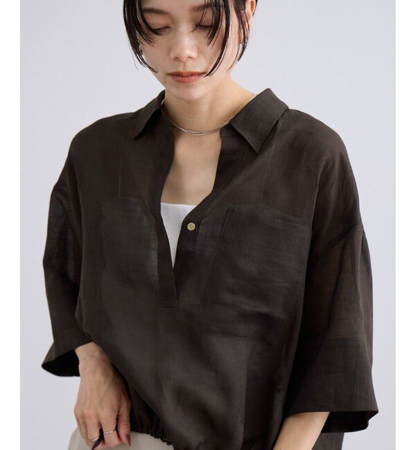 SALON adam et rope'「ペーパーリネンハーフスリーブニュアンスシャツ」|シャツ・ブラウス|