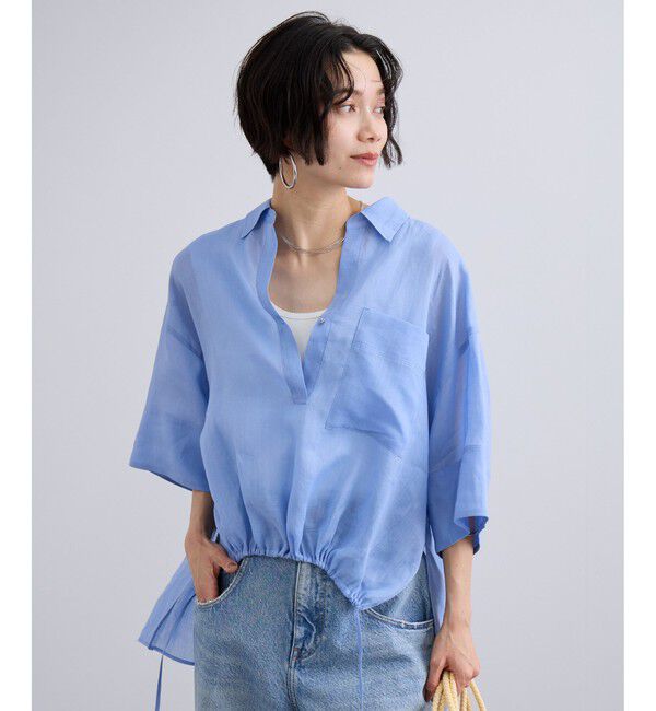 SALON adam et rope'「ペーパーリネンハーフスリーブニュアンスシャツ」|シャツ・ブラウス|