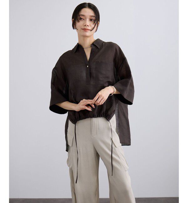 SALON adam et rope'「ペーパーリネンハーフスリーブニュアンスシャツ」|シャツ・ブラウス|