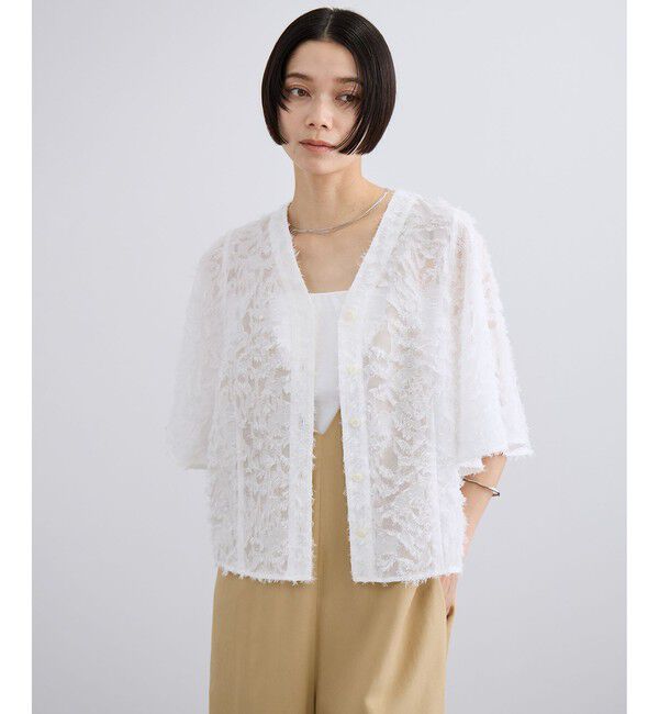 SALON adam et rope'「【WEB限定】フラワーカットジャガードブラウス」|シャツ・ブラウス|