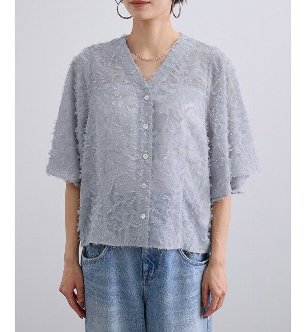 SALON adam et rope'「【WEB限定】フラワーカットジャガードブラウス」|シャツ・ブラウス|