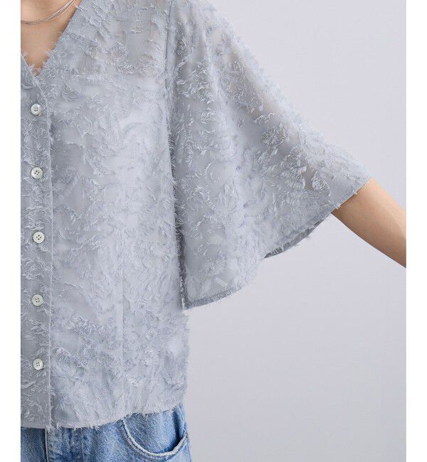 SALON adam et rope'「【WEB限定】フラワーカットジャガードブラウス」|シャツ・ブラウス|