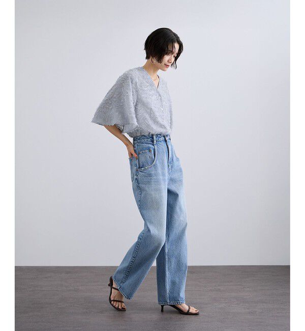 SALON adam et rope'「【WEB限定】フラワーカットジャガードブラウス」|シャツ・ブラウス|