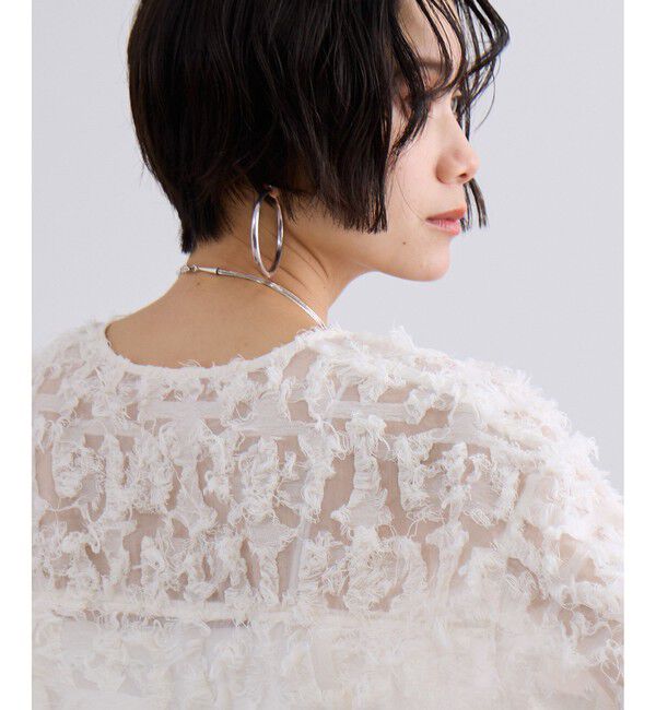 SALON adam et rope'「モチーフカットジャカードハーフスリーブブラウス」|シャツ・ブラウス|