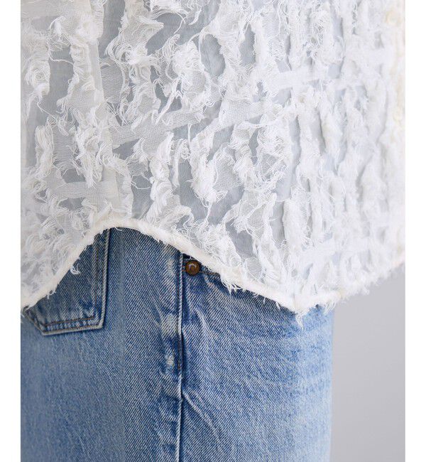 SALON adam et rope'「モチーフカットジャカードハーフスリーブブラウス」|シャツ・ブラウス|