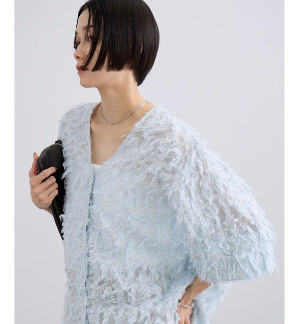 SALON adam et rope'「モチーフカットジャカードハーフスリーブブラウス」|シャツ・ブラウス|