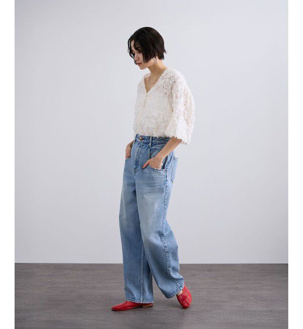 SALON adam et rope'「モチーフカットジャカードハーフスリーブブラウス」|シャツ・ブラウス|