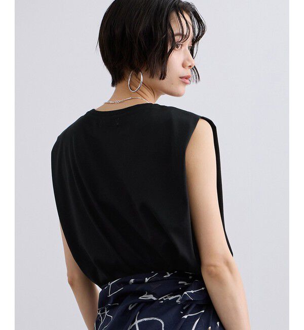 SALON adam et rope'「【WEB限定】プリマベールショルダータックノースリーブプルオーバー / UVカット」|Tシャツ・カットソー|ブラック(01)