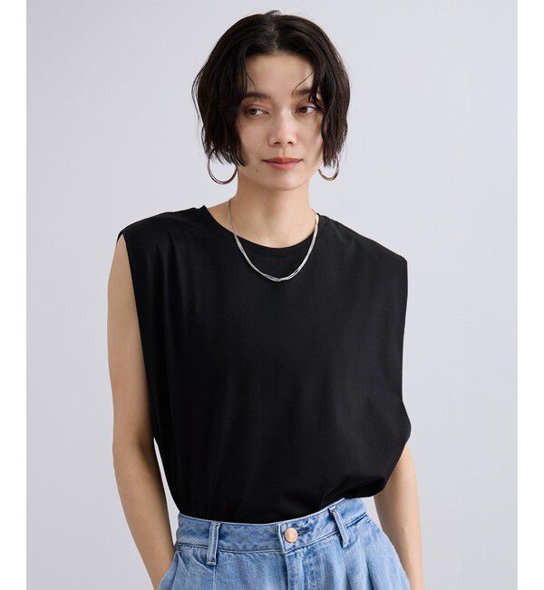 SALON adam et rope'「【WEB限定】プリマベールショルダータックノースリーブプルオーバー / UVカット」|Tシャツ・カットソー|